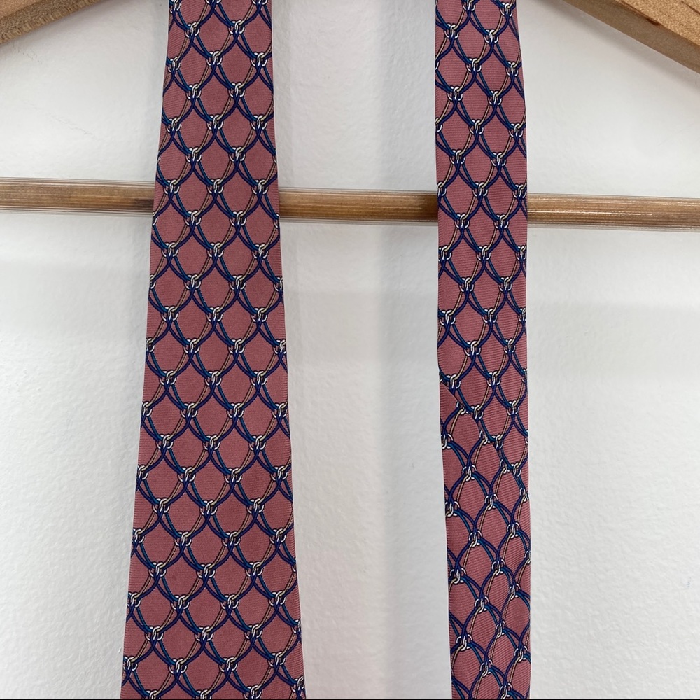 Vintage 90s Christian Dior Monsieur Mauve Pink Blue Chain Silk Menswear - Picture 11 of 11